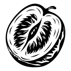 Dramatic Monochrome Halved Fruit with Abstract Interior in Striking High Contrast