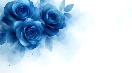 Blue Roses Watercolor Background