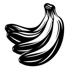 Monochrome Illustration of a Bunch of Bananas with Distinct Line Work