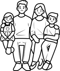 Family Photo with Parents and Children – Flat Style