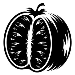 A Black and White Graphic Depiction of Half a Mandarin Orange
