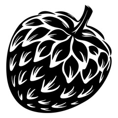 Black and white artistic rendering of a hops flower cone blossom