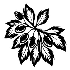 Elegant vector illustration of a flowering plant with distinct leaves and berries