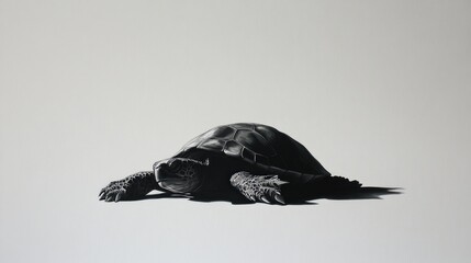 A grayscale turtle portrait