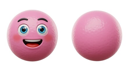 Fototapeta premium Happy Smiling Pink Ball Character with Joyful Expression