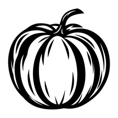 Monochrome Pumpkin Graphic with Bold Lines and a Simple Stem Design