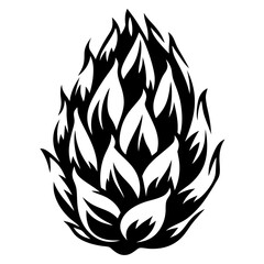 Stylized Black and White Pinecone or Artichoke Illustration with Bold Contrast