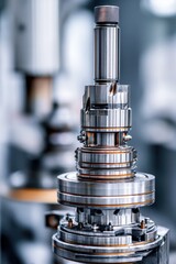 Precision metal turning equipment displaying intricate design showcasing industrial innovation and metallic textures