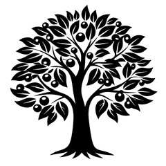 Obraz premium Stylized Apple Tree in Silhouette with Abundant Fruit and Lush Foliage