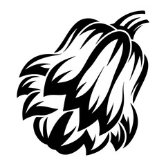 Abstract Artichoke Vegetable Illustration in Black and White Bold Line Style