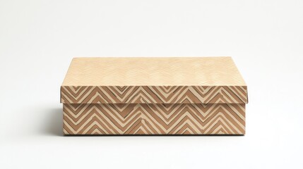 Beige gift box with chevron pattern