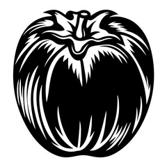 Abstract Black and White Tomato Illustration with Bold Geometric Design elements