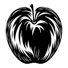 Obraz premium Striking black and white graphic illustration of an apple with artistic flair