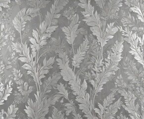 Fototapeta premium Elegant silver leaf wallpaper, seamless pattern, decoration, silver leaves