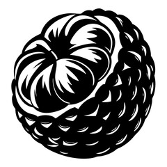 Monochrome raspberry vector illustration showcasing textured details in black and white