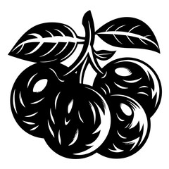 Stylized Black and White Apples with Leaves, a Vintage Graphic