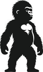 Baby gorilla vector silhouette