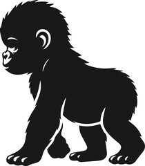 Baby gorilla vector silhouette