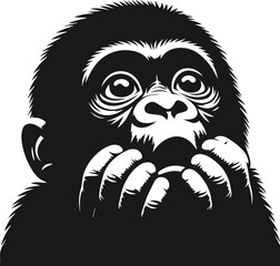 Baby gorilla vector silhouette