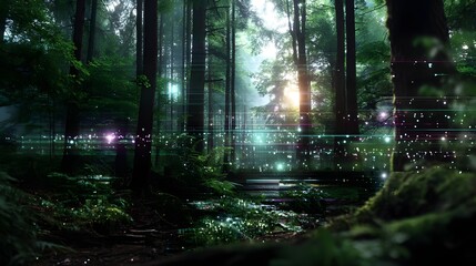 Enchanted Forest: Digital Glitch Art - Digital art