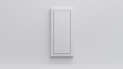 A minimalist light switch mounted on a plain white wall, emphasizing simplicity and modern design aesthetics.