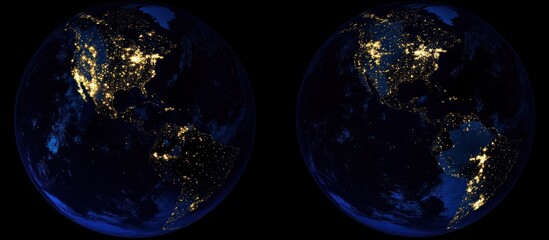 Obraz premium Earth at Night: Visualizing Global Urbanization and Nighttime Illumination Patterns