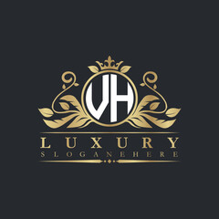 Luxury letter logo with crown initial monogram calligraphic.