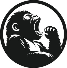 Baby gorilla vector silhouette