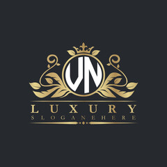 Luxury letter logo with crown initial monogram calligraphic.