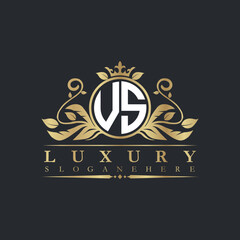 Luxury letter logo with crown initial monogram calligraphic.