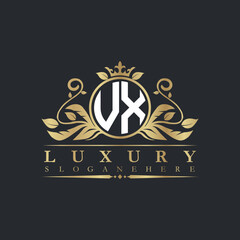 Luxury letter logo with crown initial monogram calligraphic.