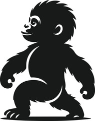 Baby gorilla vector silhouette
