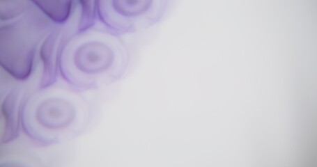 Foggy texture. Defocused smoke effect. Defocused blinking purple white color bright circle on white bokeh light modern background.