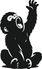 Baby gorilla vector silhouette