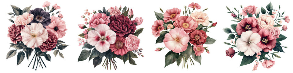 Vibrant floral bouquets in romantic shades