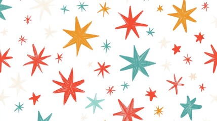 Whimsical star pattern on white background