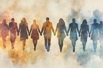 Naklejka premium Multicultural people holding hands showing unity, teamwork, and community support concept 