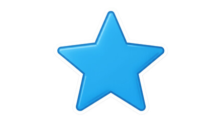 Fototapeta premium A vibrant blue star with a white outline set against a stark black background in a digital image