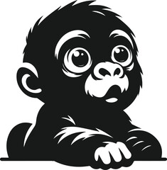 Baby gorilla vector silhouette © MostAklima