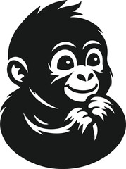Baby gorilla vector silhouette
