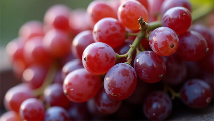 Fototapeta premium Close-up of Fresh Red Grapes with Water Droplets