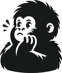 Baby gorilla vector silhouette