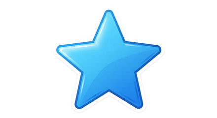 A single blue star with a white outline against a black background in a digital illustration style