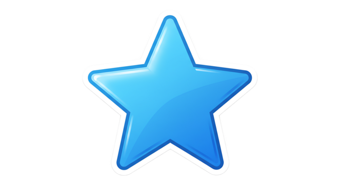A single blue star with a white outline against a black background in a digital illustration style