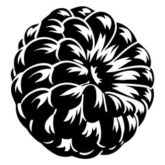 Monochrome abstract illustration of a segmented fruit or vegetable object