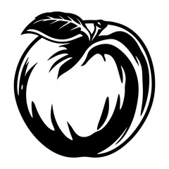 Stylized Monochrome Apple Illustration with Leaf and Abstract Design Elements