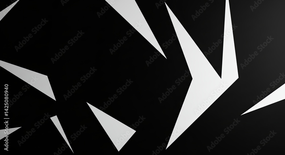 Poster a black and white image of a white triangle with a black background
