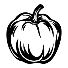Stylized monochrome illustration of a pumpkin, perfect for fall season and Halloween