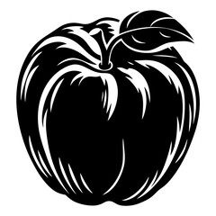 A Black and White Apple Vector Illustration with a Stylized Design