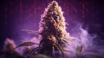 Obraz premium Cannabis Bud in Purple Haze